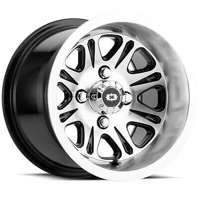 4-Vision UTV 547 Spirit 12x8 4x156 -10.2mm Black/Machined Wheels Rims 12" Inch - Image 1 of 2