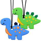 Colliers à mâcher pour enfants sensoriels, jouets à mâcher dinosaure en silicone pour garçons avec SPD,