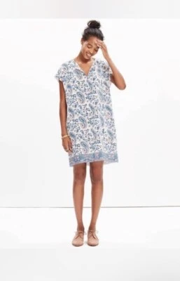 Madewell Silk Paisley Floral Print Shift Dress -S Foto 1 de 4