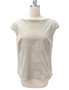 W By Worth Faux Suede Leather Tshirt Top Blouse Gray Sz 4 Or S - Picture 1 of 8