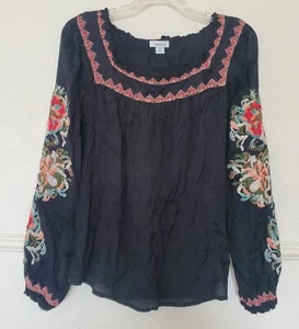 Top Sundance Catálogo Artistas Visión Túnica Bordada Manga Boho Floral Talla XS - Imagen 1 de 16