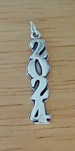 Sterling Silver 31x7mm Graduation Birth Anniversary Year 2024 Vertical Charm - Picture 1 of 3