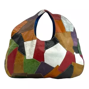 Bolso Hobo Vintage Años 90 00 ZÜR Grande Cuero Vegano Suave Patchwork Bolso de Mano Bolso de Mano - Imagen 1 de 22