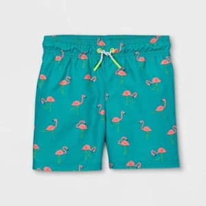 Toddler Boys' Flamingos Swim Trunks - Cat & Jack Size 12 Months New - Picture 1 of 3