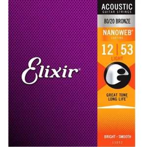 Elixir Acoustic 80/20 Bronze Nanoweb Guitar Strings - Picture 1 of 9