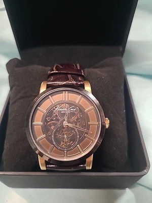 Reloj Kenneth Cole New York cuerda manual acero inoxidable correa cuero KC1933 Foto 1 de 4