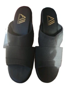 Aerosoles Women Slides Slip on Wedge Comfort Sandals Foam Black Sz 11 - Picture 1 of 8