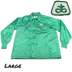 True Vintage Jacket Mens Large Green 70s 80s Farmer Pioneer Seeds USA Farm - Picture 1 of 12