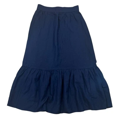 Maxi falda Ann Taylor mezcla de lino reunida para mujer 8P azul marino en capas cabaña Foto 1 de 4