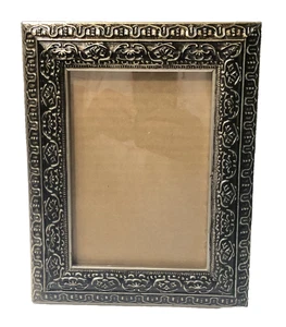 Ornate Gold Gilt Wood Frame Fits 4 5/8 x 6 1/2 Photo Velvet Back Brown/Black - Picture 1 of 20