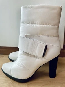Zapatos de mujer CALVIN KLEIN botas botines botas blanco tacón alto talla 38 NUEVO - Imagen 1 de 9