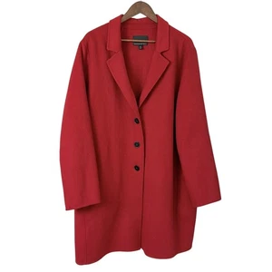 Banana Republic Women's 2XL Red Wool Blend Coat Double-Faced Overcoat Collared - Picture 1 of 10