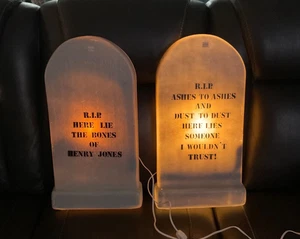 Vtg Halloween RIP Tombstone Blow Mold Empire  'Henry Jones' & ‘Ashes to Ashes’ - Picture 1 of 5