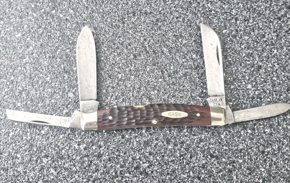 Cuchillo de Bolsillo Case XX USA 6488 1975 5 Puntos Grande Congreso Rojo Hueso Plantado De Colección  Foto 1 de 4