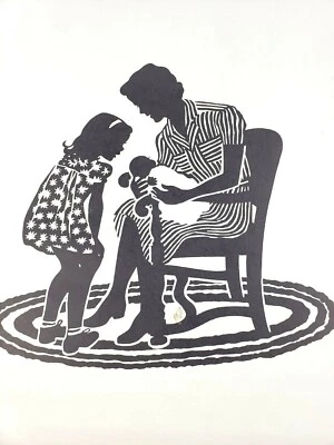 Póster estampado de siluetas Gedge Harmon de colección años 50 negro blanco madre y bebé 17x23 Foto 1 de 4