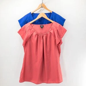 Top blusa carreer Mossimo seta manica corta confezione taglia XL rosa e blu - Foto 1 di 12