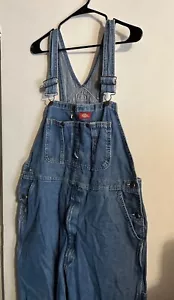 Classic Dickies Bib Overalls Men 36x34 Blue Denim Utility Carpenter Workwear J1 - Picture 1 of 6