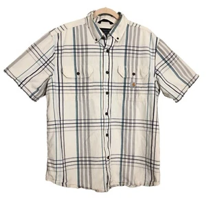 Carhartt Hemd Herren Large Kurzarm Creme Kariert Knopfleiste Outdoor Taschen - Bild 1 von 6