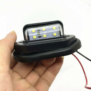 Plastic Car License Plate Lights 6 LED Signal Tail Lamp Waterproof Black Shell  