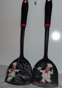 Chef Black Wall Utensils Chalk Kitchen Decoration Fat Chefs Black Waiter Decor - Picture 1 of 3