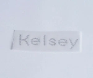 Personalisierter Name Bling, Strass Wort Applikation, kundenspezifischer Name Aufbügeln Transfer - Bild 1 von 4