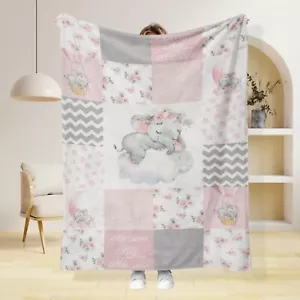 Little Elephant Microplush Fleece Throw Blanket Lightweight Super Soft Warm Gift - Picture 1 of 11