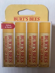Burt's Bees Beeswax Lip Balm 4 pack - Free Shipping 🔥 - Picture 1 of 1