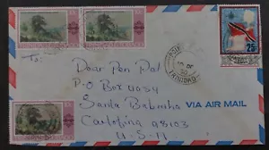1980 Trinidad & Tobago Airmail Cover 4 Stamps cd Point Fortin-Santa Barbara - Bild 1 von 2