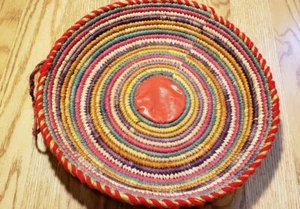 Colorful Wicker Basket Bowl Multi-Color NICE - Picture 1 of 10