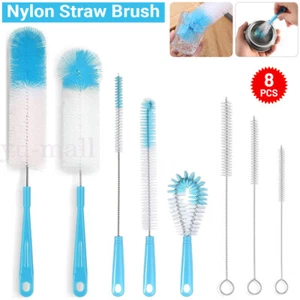 8Pcs Long Handle Bottle Cup Cleaning Brush Brew Scrubbing Kitchen Cleaner Washer - Picture 1 of 18