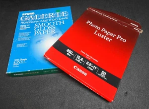 Ilford Galerie 8.5 x 11 Professional Inkjet Smooth Gloss Paper & Canon Luster - Picture 1 of 8