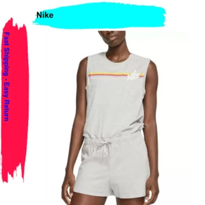 $65 Nike Women's Jumpsuit Print Romper Graphic,Gray , S - Picture 1 of 6