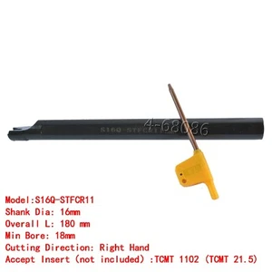 S16Q-STFCR11 16x180 mm soporte de herramienta de torneado interno barra perforadora para TCMT11 - Imagen 1 de 5