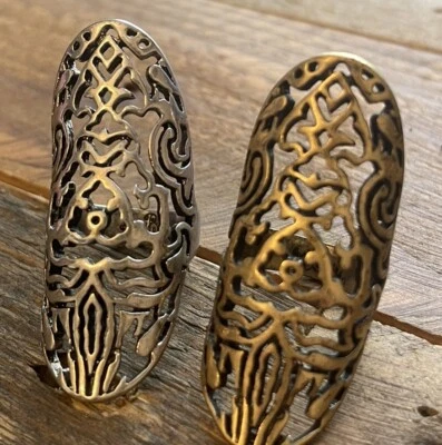 2 Lucky Brand Womens Antique Style Gold/Silver Tone Statement Rings - Image 1 of 3