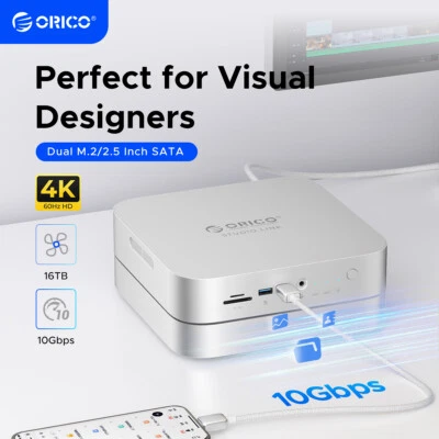 ORICO Studio Link Laptop Dock Station 10-in-1 USB C Dock M.2& 3.5'' SSD/HDD Case - Image 1 of 4