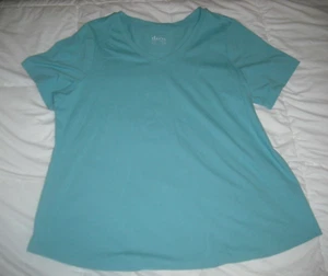 D & Co 1X Aqua Blue Top Tee-- Short Sleeve Round Neck NWOT - Picture 1 of 2