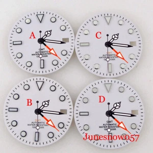 Bliger 29MM Men's White Sterile Watch Dial Green Luminous Fit NH34A GMT Movement