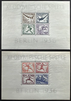 Germany 1936 Sc# B91-B92 Set of 2 Souvenir Sheets MNH Summer Olympics Berlin - Image 1 of 2