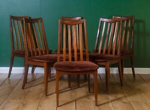 Set of 6 Teak G Plan Fresco Upholstered Dining Chairs