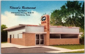 Postcard Schulenburg Texas cc1930s Kloesel's Restaurant Greyhound Bus Station - Picture 1 of 2