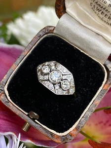 Art Deco Diamond Cluster Ring 0.75ct 18ct Yellow Gold - Picture 1 of 7