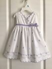 B.T. KIDS-18M-Baby Girl Dress w/Attached UnderSlip-White,Lilac Embroidery-No Slv
