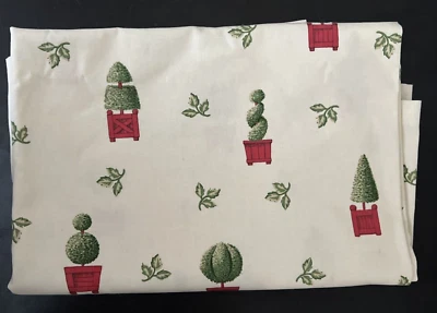 Vtg Sharon Kessler Fabric 36"x50" Serged Edges Topiary Garden Small Tablecloth - Image 1 of 4