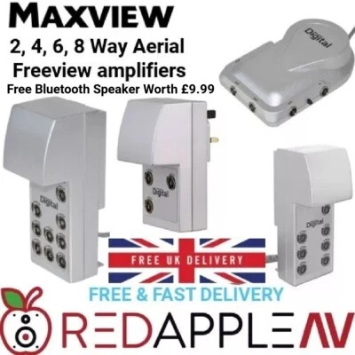Maxview 2, 4, 6 or 8 Way 4G Filtered TV FM & DAB Distribution Amplifier FREE P&P - Image 1 of 4