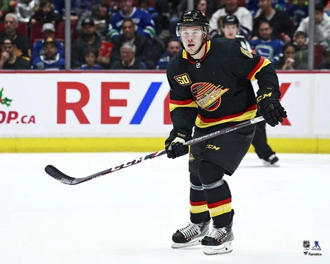 Brock Boeser Vancouver Canucks Black Alternate Jersey Skating 16" x 20" Photo Cover