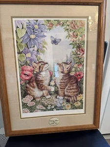 Lenox Enchanted Afternoon Cats Art Print Oak Frame Signed Numbered Debbie Cook - Picture 1 of 9