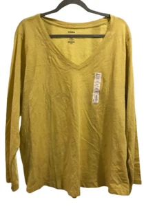 Women's XXL T-shirt Long Sleeve Sonoma V-neck Yellow - Picture 1 of 2