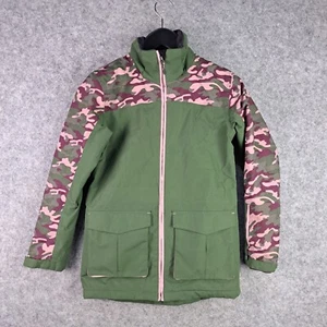 Crane Jacket Girls 12 Green Pink Camo Full Zip Waterproof Wind Resistant Snow - Picture 1 of 13