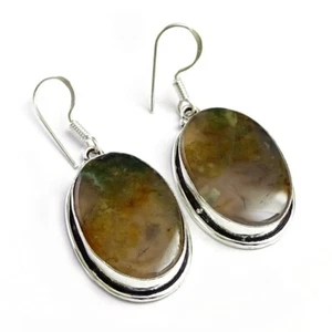 Moss Agate Splendid Gemstone Silver Plated Earring Jewelry 1.5 to 3.5 c884 - Picture 1 of 8