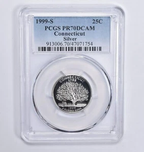 PR70 DCAM 1999-S Silver Connecticut Quarter PCGS Blue Lbl - Picture 1 of 5